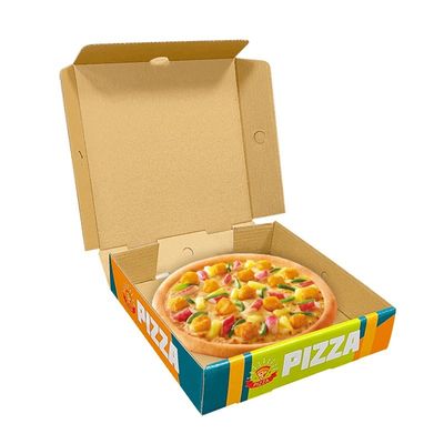 Stampa del logo su misura Pizza bianca ondulata imballaggio carta pieghevole Cartone per alimenti