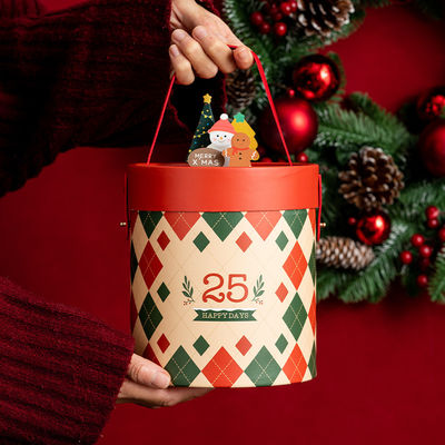 Scatola regalo cilindrica con finitura superficiale a caldo/UV/vernice con logo personalizzato per squisiti regali di Natale