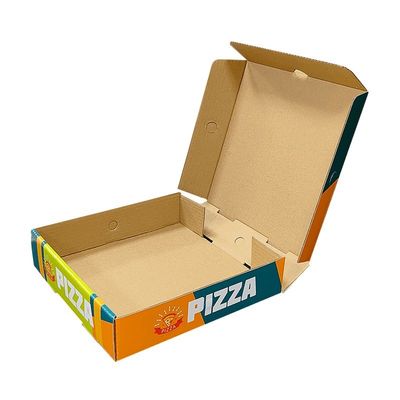 Stampa del logo su misura Pizza bianca ondulata imballaggio carta pieghevole Cartone per alimenti