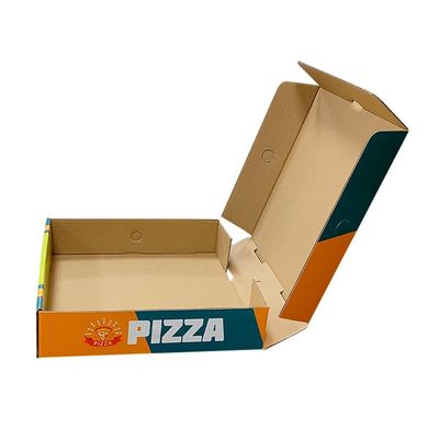 Stampa del logo su misura Pizza bianca ondulata imballaggio carta pieghevole Cartone per alimenti