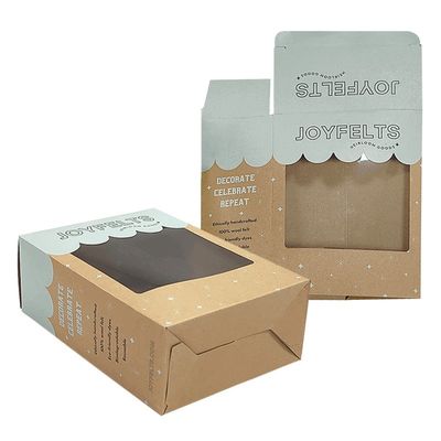 Imballaggio con scatole di cartone di carta kraft marrone con cartelle trasparenti in PVC