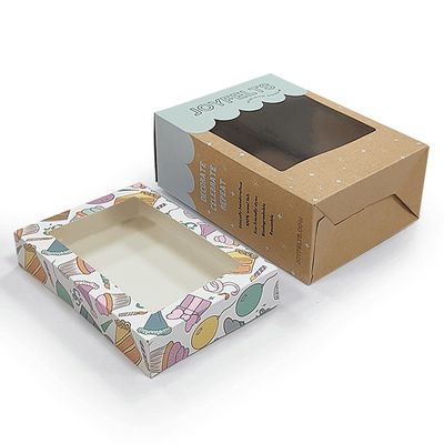 Imballaggio con scatole di cartone di carta kraft marrone con cartelle trasparenti in PVC