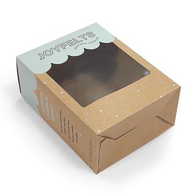 Imballaggio con scatole di cartone di carta kraft marrone con cartelle trasparenti in PVC