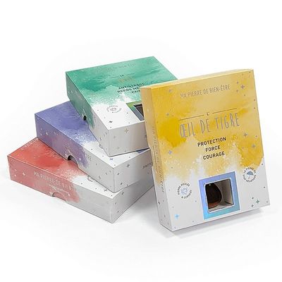 Scatola rigida regalo personalizzata per accessori di vetro di cristallo effetto olografico e finestra sul coperchio