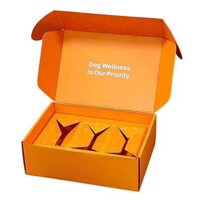 Imballaggio con scatola di carta per animali da compagnia di colore arancione Ecofriendly Dog Box Type Folders