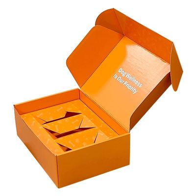 Imballaggio con scatola di carta per animali da compagnia di colore arancione Ecofriendly Dog Box Type Folders