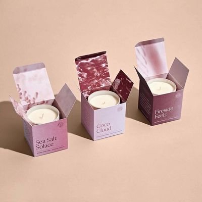 Carta rivestita Bottone per candele profumate personalizzato Imballaggio Carta pieghevole cartone stampato inverso Tuck Box
