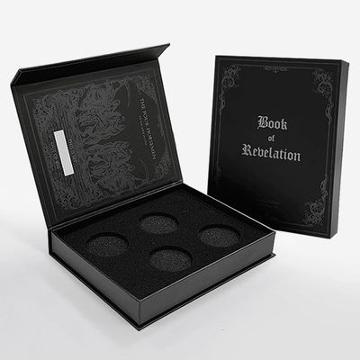Scatola di cartone a chiusura magnetica Confezionamento di monete Scatola in stile libro falso vuoto