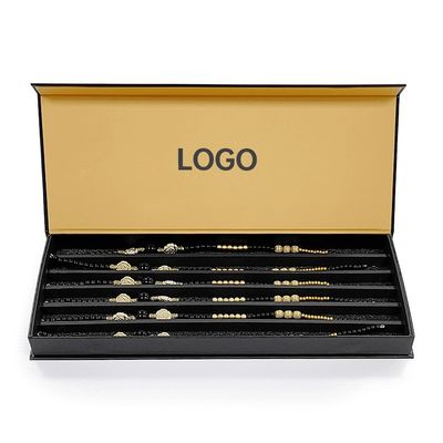 Imballaggio per perline di cintura nera su misura Scatola regalo a chiusura in cartone magnetico per dimensioni personalizzate