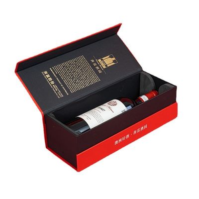 Scatola di cartone con chiusura magnetica rigida Scatola di imballaggio per bottiglie di champagne e whisky