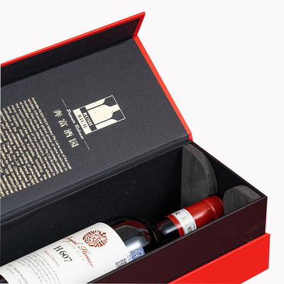 Scatola di cartone con chiusura magnetica rigida Scatola di imballaggio per bottiglie di champagne e whisky
