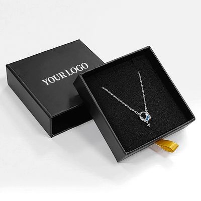 Logo personalizzato Inserta di schiuma cassetto rigido gioielleria scatola per anello collana braccialetto 9x9x3cm