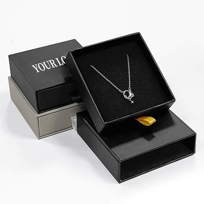 Logo personalizzato Inserta di schiuma cassetto rigido gioielleria scatola per anello collana braccialetto 9x9x3cm