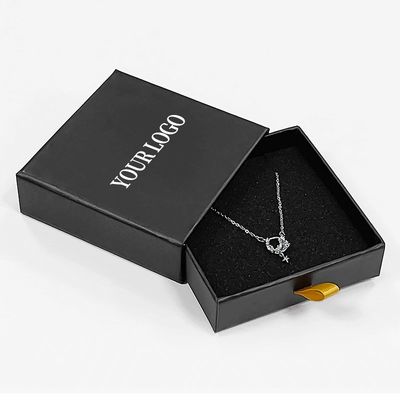 Logo personalizzato Inserta di schiuma cassetto rigido gioielleria scatola per anello collana braccialetto 9x9x3cm