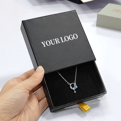 Ordini personalizzati Inserta di schiuma di foglio d'oro Stile diapositivo cassetto nero Gioielli per candela