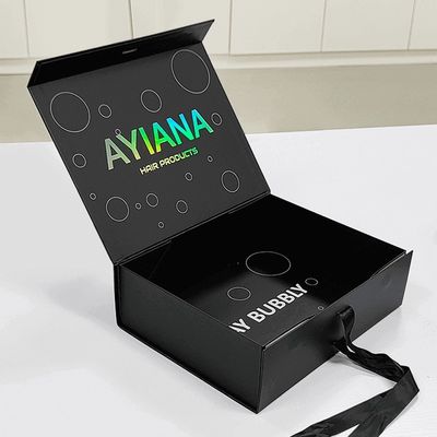 Rectangle Luxury Black Magnetic Gift Box con cartone per stampe personalizzate