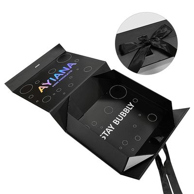 Rectangle Luxury Black Magnetic Gift Box con cartone per stampe personalizzate
