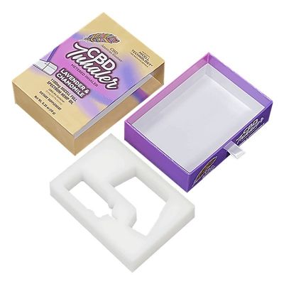 4C/UV/laminatura/imbossaggio/stampaggio Meterd inalatore carta scorrevole scatole di imballaggio con schiuma