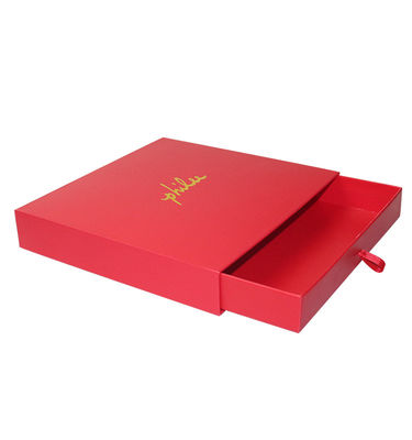 Stampaggio a caldo scatola di carta scorrevole in foglio d'oro scatola di imballaggio in cartone personalizzato rosso