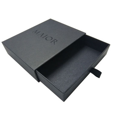 Scatola di imballaggio del cassetto regalo nero Laminazione lucida Blob in bronzo Logo timbrato
