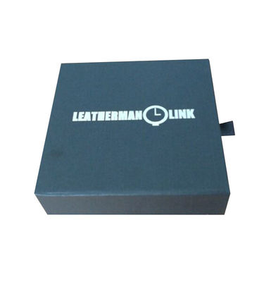 Scatola di imballaggio del cassetto regalo nero Laminazione lucida Blob in bronzo Logo timbrato