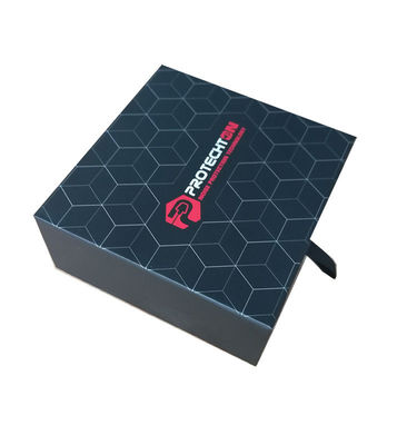 Scatola di imballaggio del cassetto regalo nero Laminazione lucida Blob in bronzo Logo timbrato
