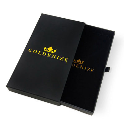 Scatola di imballaggio rigida riciclata Black Slide Out Jewelry Box con borsa e borsa
