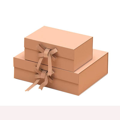 A5 Casella pieghevole rigida e profonda Cassa regalo magnetica pieghevole con design di cravatta a nastro