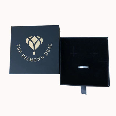 Logo stampato su misura Gioielli in cartone nero Scatola regalo per braccialetti Orecchini e collane