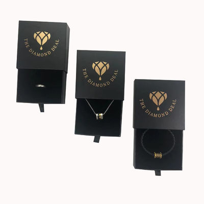 Logo stampato su misura Gioielli in cartone nero Scatola regalo per braccialetti Orecchini e collane