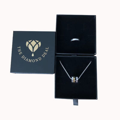 Logo stampato su misura Gioielli in cartone nero Scatola regalo per braccialetti Orecchini e collane