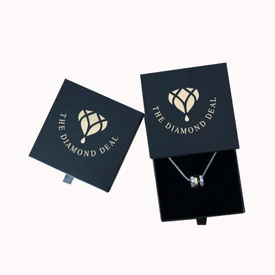 Logo stampato su misura Gioielli in cartone nero Scatola regalo per braccialetti Orecchini e collane