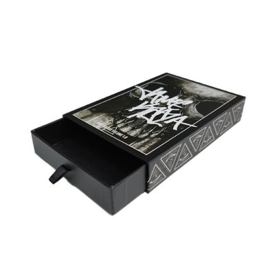 Logo personalizzato Casella scorrevole nero 4x6 Stampa cartolina imballaggio Cassa regalo