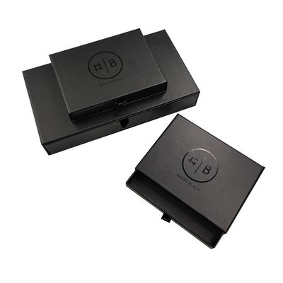 Logo Foglio d'argento / UV Finish Scatola del cassetto Gioielli Scatola di carta per regalo di fine nero personalizzato