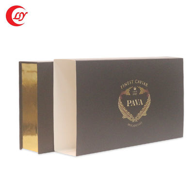 Imballaggio in oro Caviale nero rosso Settile regalo in barattolo di latta con imballaggio in cartone e manica