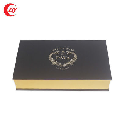 Imballaggio in oro Caviale nero rosso Settile regalo in barattolo di latta con imballaggio in cartone e manica