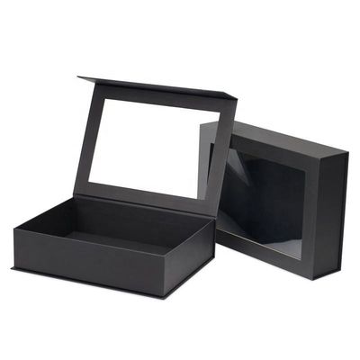 Flip Top PVC carta da finestra confezionata in modo personalizzato Grande scatola regalo a chiusura magnetica con coperchio chiaro