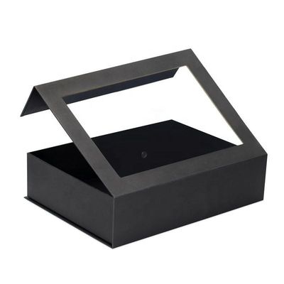 Flip Top PVC carta da finestra confezionata in modo personalizzato Grande scatola regalo a chiusura magnetica con coperchio chiaro