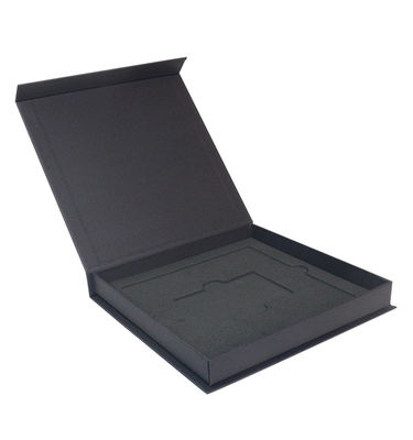 Scatola regalo in carta magnetica a forma di libro con inserto di schiuma
