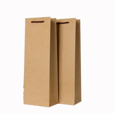 Matt Black Kraft Paper Sacchetti regalo vino rosso con maniglia a loop flessibile