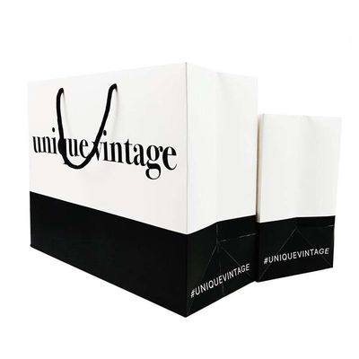 Logo personalizzato Abbigliamento Shopping Regalo Gioielli Imballaggio Borsa di carta con finitura di timbro d'oro