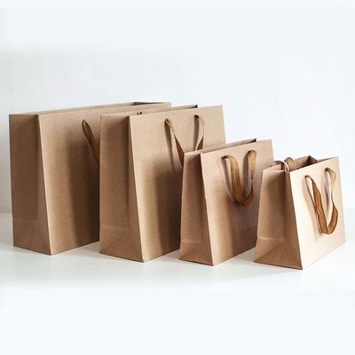 Borse da shopping di carta kraft marrone Offset stampa abbigliamento Borsa di carta logo personalizzato