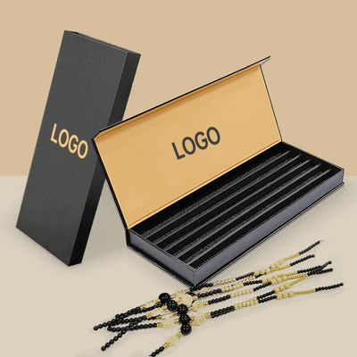Luxury Custom Logo Gioielli in carta nera Scatola di imballaggio per braccialetto Pendente Scatola magnetica rigida