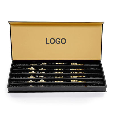 Luxury Custom Logo Gioielli in carta nera Scatola di imballaggio per braccialetto Pendente Scatola magnetica rigida