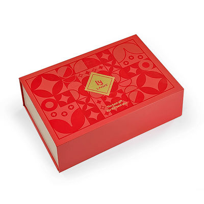 Custom Luxury Red Magnetic Clamshell Christmas Theme Gift Box Biodegradabile Rigid Magnetic Closure Box Confezionamento con manico