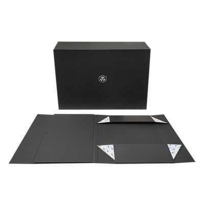 Disegno del logo personalizzato Nero rigido piatto di cartone Magnetico pieghevole Scatole Regalo Per Cosmetici Imballaggio regalo