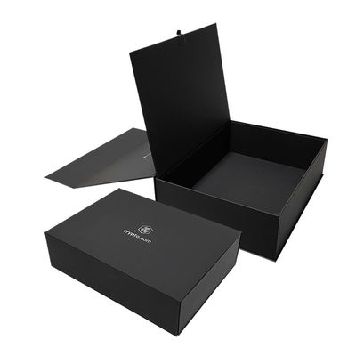 Disegno del logo personalizzato Nero rigido piatto di cartone Magnetico pieghevole Scatole Regalo Per Cosmetici Imballaggio regalo
