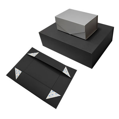 Disegno del logo personalizzato Nero rigido piatto di cartone Magnetico pieghevole Scatole Regalo Per Cosmetici Imballaggio regalo