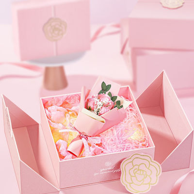 Confezione di caselle regalo di lusso per matrimoni su misura con caselle a coperchio pieghevoli per regalo per il compleanno del matrimonio