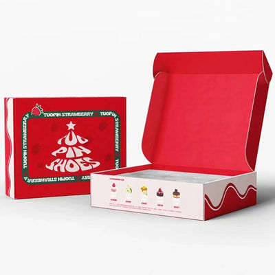 Logo personalizzato Cartone pieghevole Cartone corrugato Cassa postale regalo natalizio imballaggio cosmetico scatola di spedizione Decorazione colorata in intaglio
